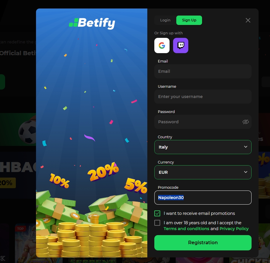 Betify - 30 Giri Gratuiti