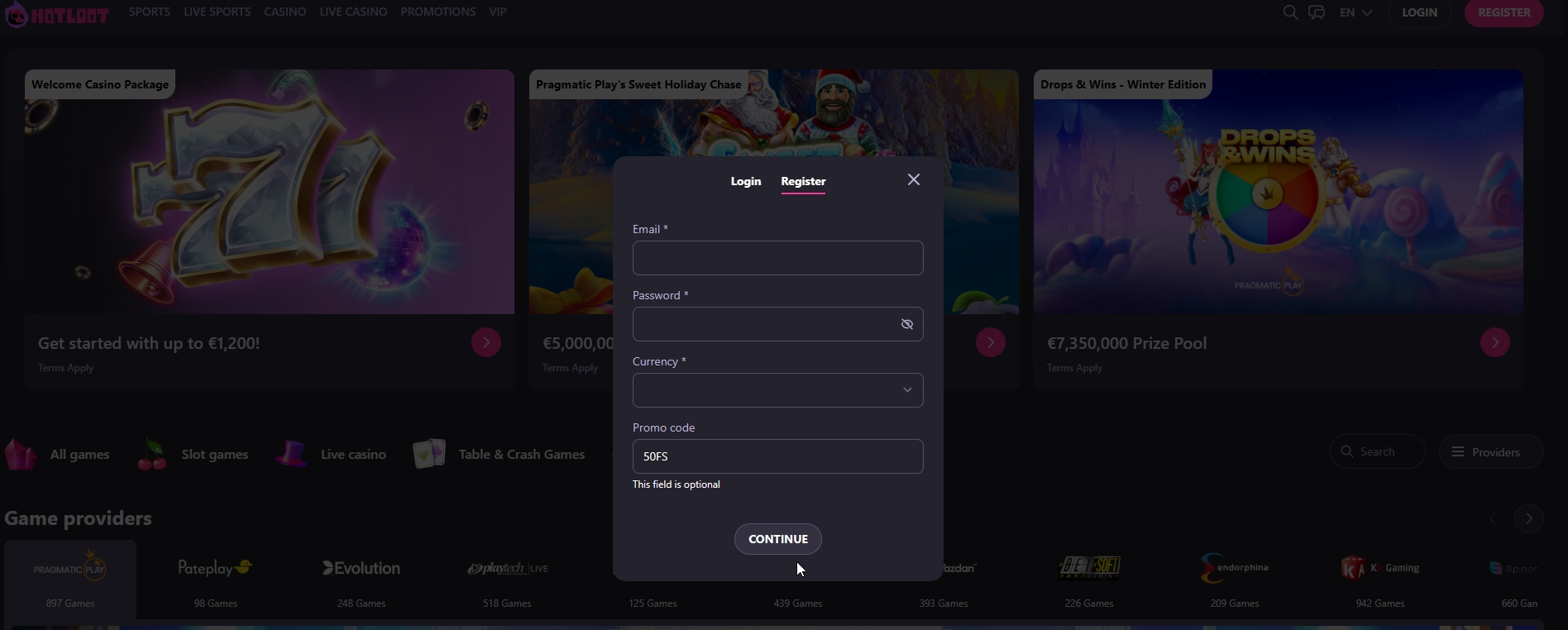 Hotloot - 100 Giri Gratuiti